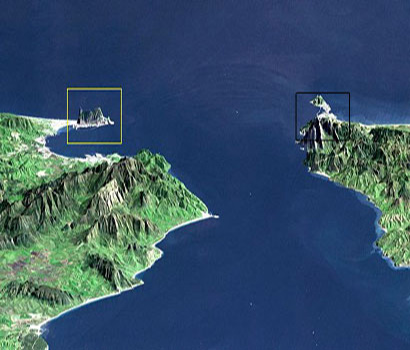 NASA'S scanned image spots the Rock of Gibraltar and Mount Musa in the Strait of Gibraltar.