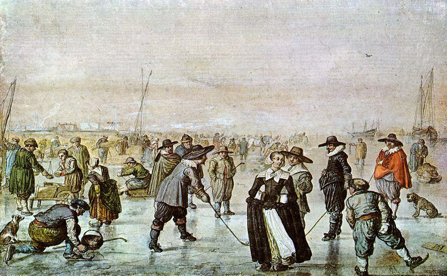 Escena en el hielo, de Hendrick Barentsz 1625. Rio Tamesis congelado.