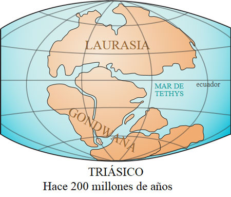 Mar de Tetis hace 200 millones de años